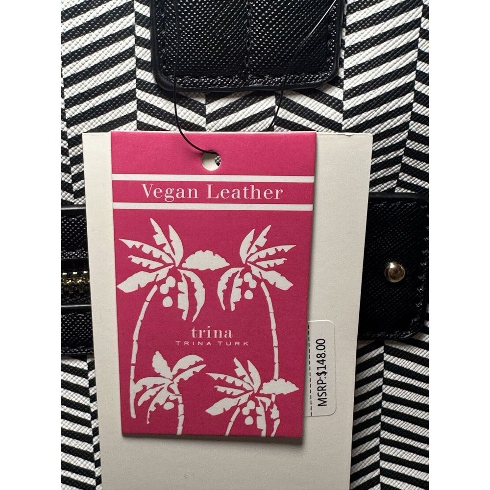 Trina Turk Large Shoulder Tote Bag/ Purse Black/white W/detachable Strap New #26 - Picture 4 of 10